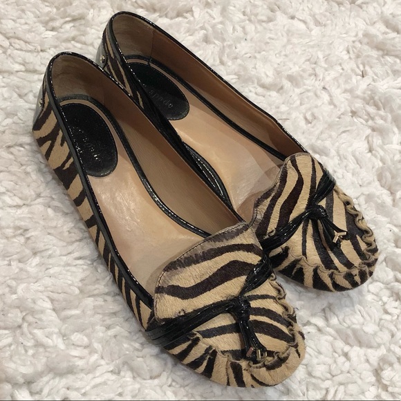 Kate Spade Zebra Tiger Print Tassel Loafers Beige 8.5‎ - Picture 1 of 11